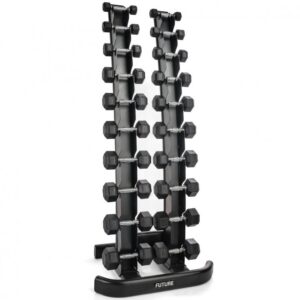 Future Hex Rubber Dumbbell Set & Vertical Rack 1 - 10kg