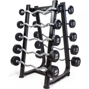 Future Premium EZ Curl Rubber Barbell Set & Rack 10 - 45kg