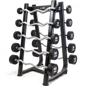 Future Premium EZ Curl Urethane Barbell Set  & Rack 10 - 45kg