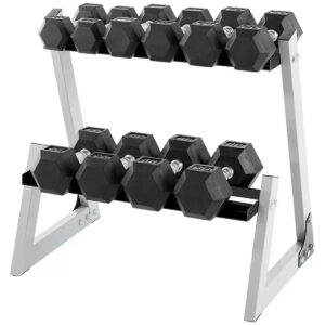 Weider Rubber Hex Dumbbell 80kg Set with Rack