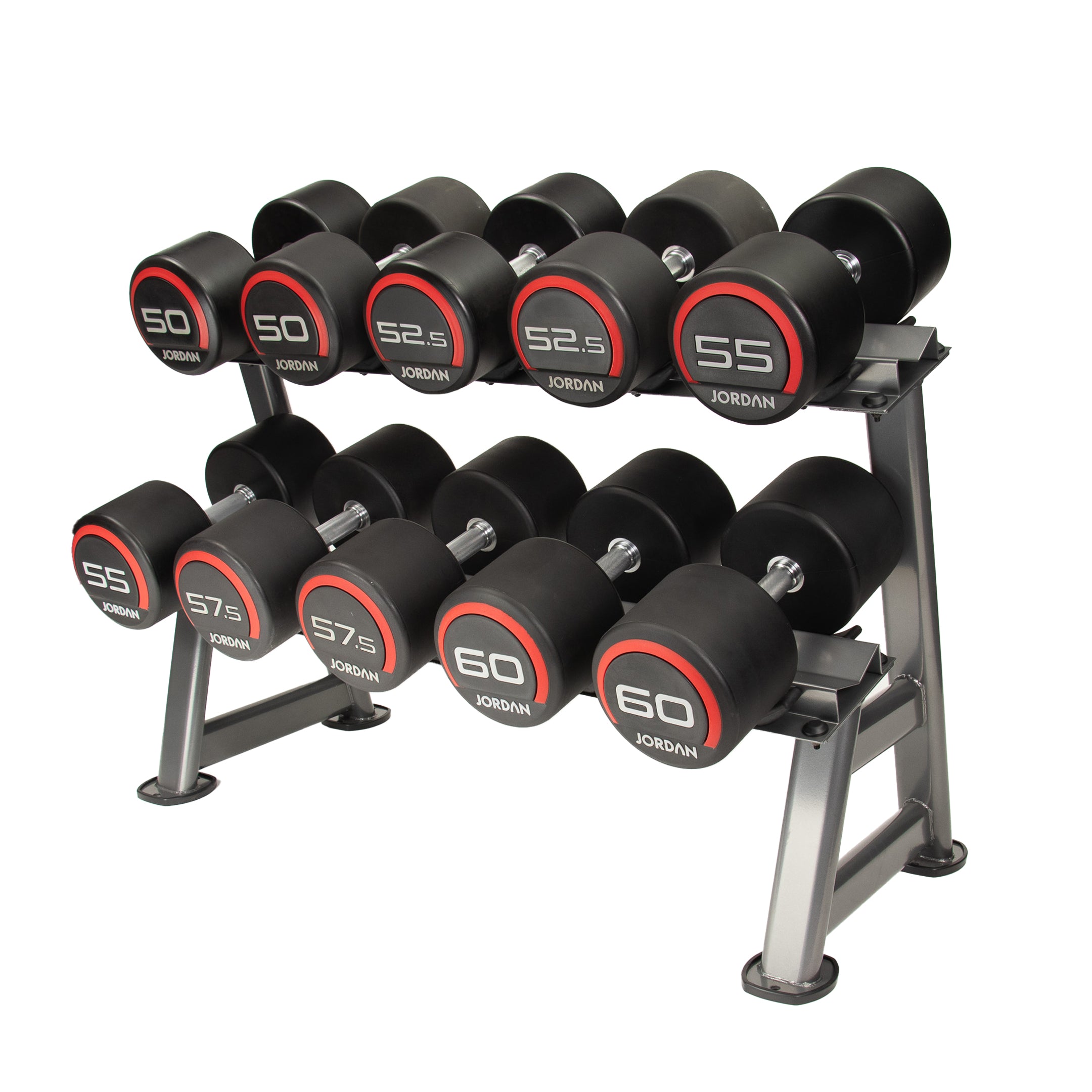 Jordan Premium Urethane Dumbbell Set 2.5-62.5kg with Horizontal Racks - Image 2