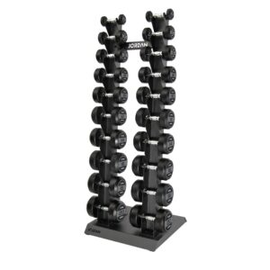 Jordan Classic Rubber Dumbbells Set Grey 2-20kg With Vertical Rack