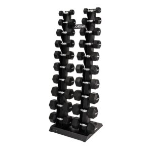Jordan Urethane Hex Dumbbell Set 2.5-25g with Vertical Rack