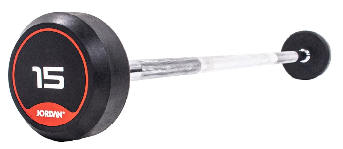 Jordan Rubber Barbell Set 10-45kg Solid Ends with Straight Bars and Rack - Image 3