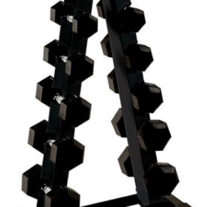 York Barbell 1.25 KG - 12.5 KG Rubber Hex Dumbbell Set and A Frame Rack