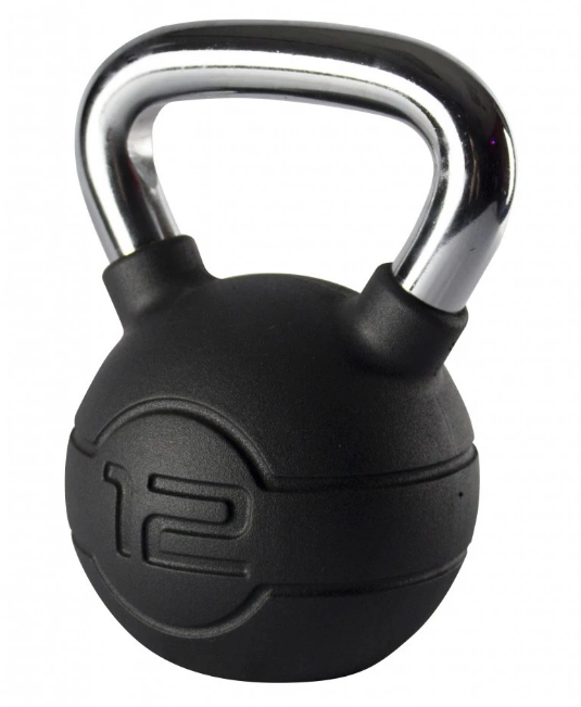 Jordan Black Rubber Covered Kettlebell with Chrome Handle (up to 24kg) - Image 4