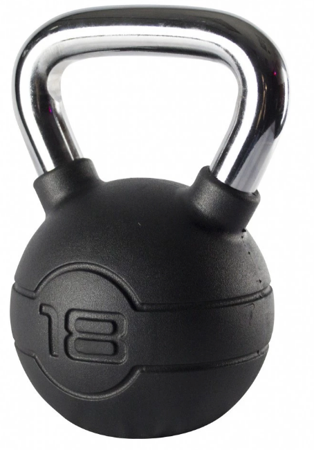 Jordan Black Rubber Covered Kettlebell with Chrome Handle (up to 24kg) - Image 3