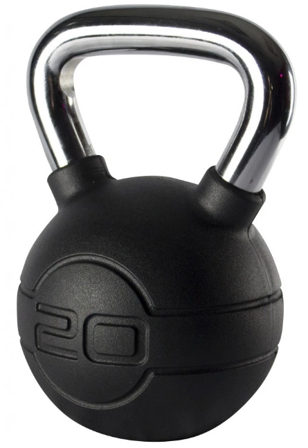 Jordan Black Rubber Covered Kettlebell with Chrome Handle (up to 24kg) - Image 2