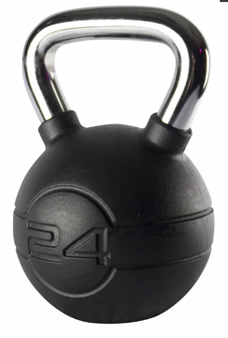 Jordan Black Rubber Covered Kettlebell with Chrome Handle (up to 24kg)