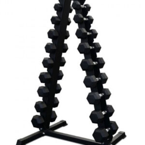 Swiss Barbell 1kg - 10kg Rubber Hex Dumbbell Set with Rack
