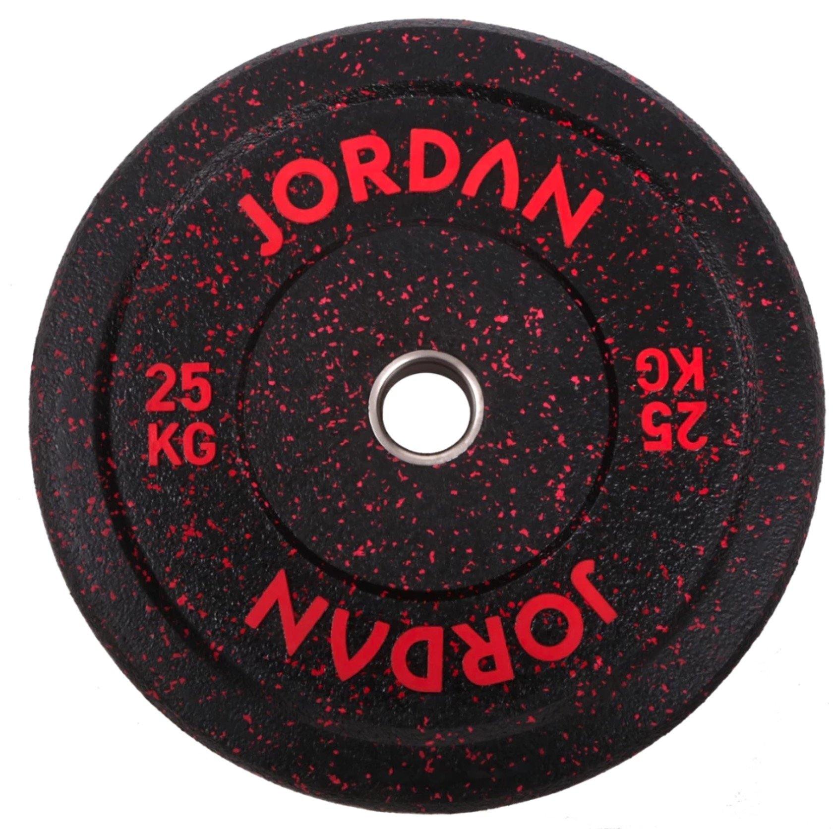 Jordan HG Black Rubber Bumper Plate - Coloured Fleck - 150kg Set - Image 4
