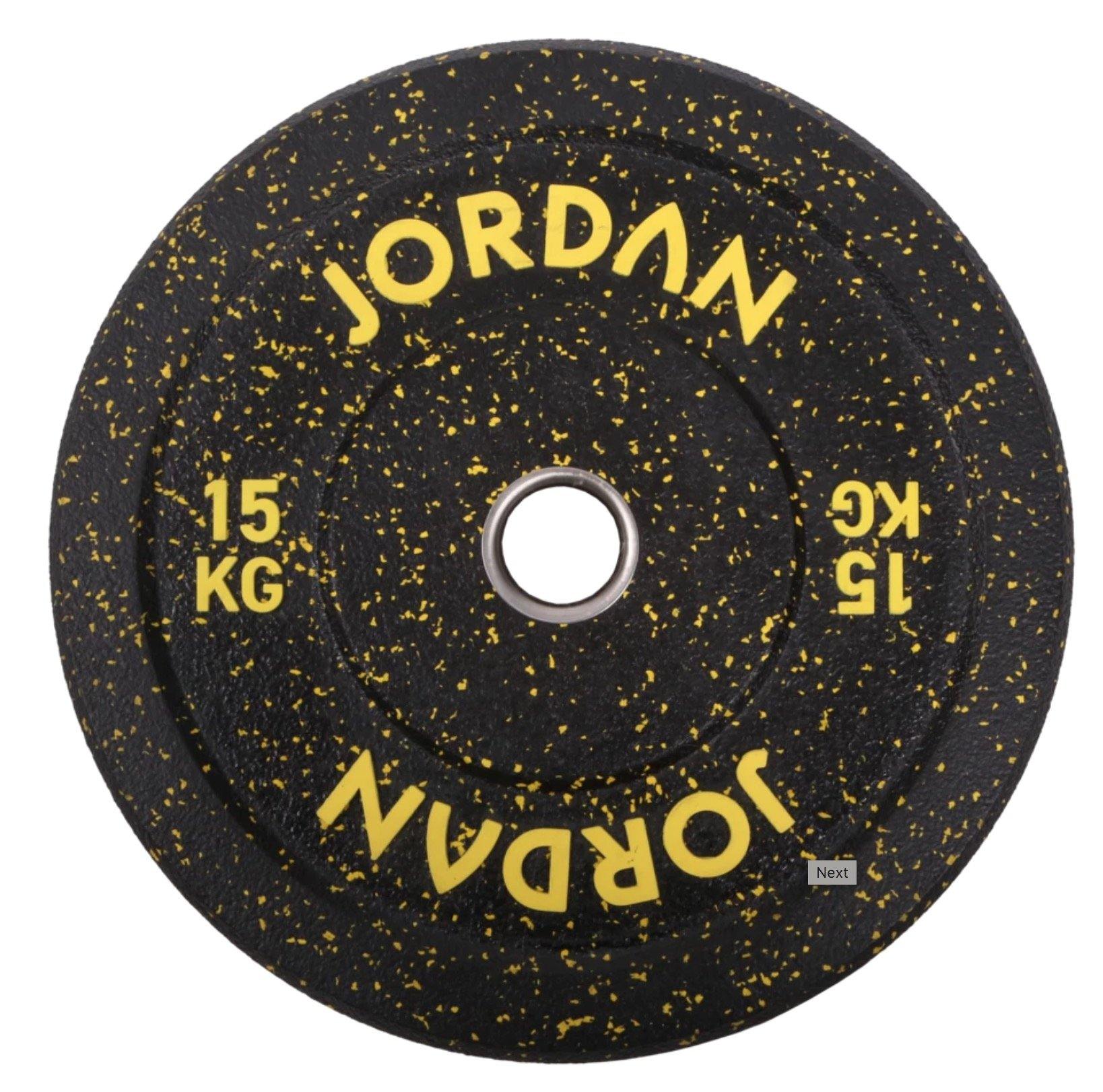 Jordan HG Black Rubber Bumper Plate - Coloured Fleck - 150kg Set - Image 5