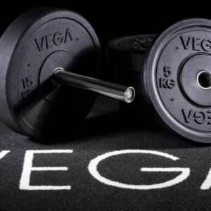 VEGA Fitness 100kg Rubber Bumper Plate Set with 7ft Escape Olympic Power Bar