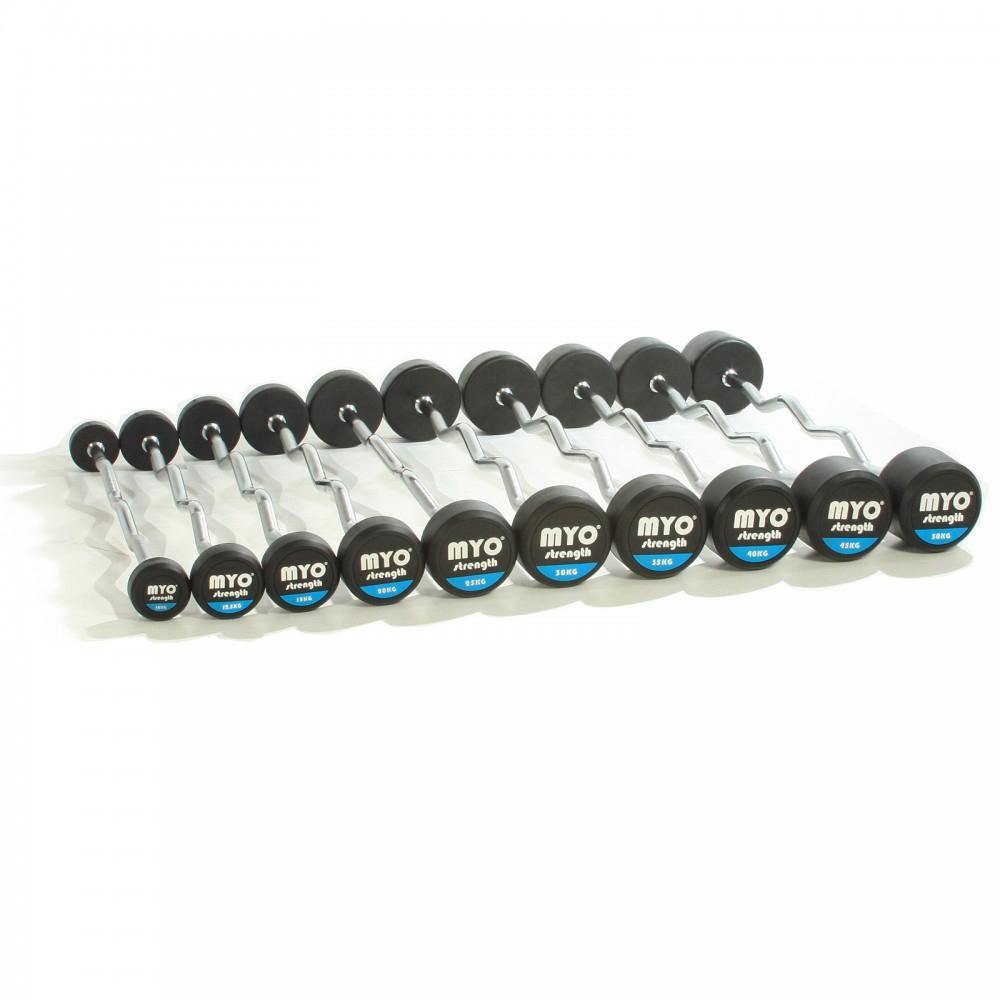 MYO Strength Rubber Barbell with PU End Cap - 10kg - 50kg EZ (10 Bar Set)